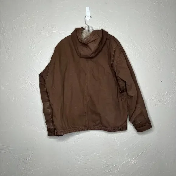 Schmidt Workwear Men’s XL Brown Sherpa Lined Hooded Jacket - Picture 2 of 4